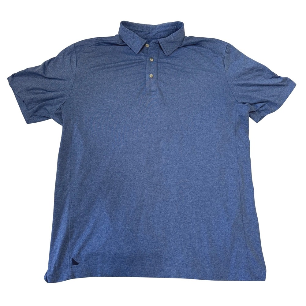 UNTUCKit Mens Large Blue Heathered Performance‎ Short Sleeve Polo Shirt Stretch